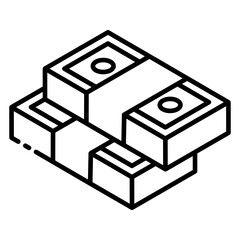 
Bundles of cash in glyph isometric icon
