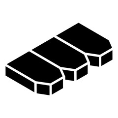 
Roof tiles denoting roofing in glyph isometric icon, ceramic tiles for exterior decoration
