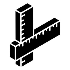 
A square ruler for carpentry, solid isometric icon 
