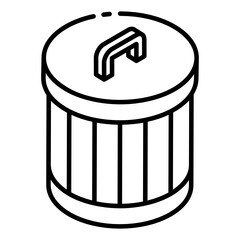 
Waste storage can, glyph isometric icon of dust bin
