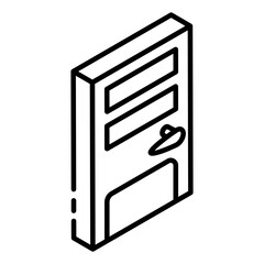 
Exit and enter, glyph isometric icon of a door
