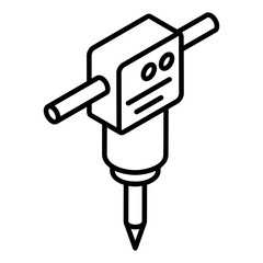 
Electric drilling constructional machine, jackhammer icon in glyph isometric design 
