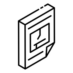 
A construction plan icon in editable glyph isometric design
