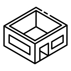 
An aerial view of a building, glyph isometric icon
