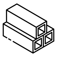
Pile of concrete bars icon in editable glyph isometric design

