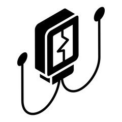 
Heart monitor glyph isometric icon 
