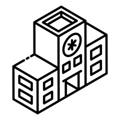 
Hospital building in glyph isometric icon 
