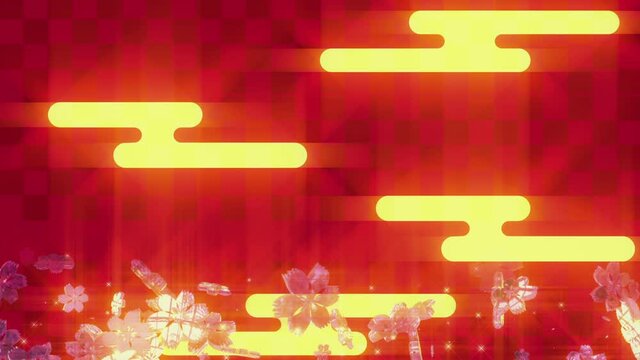 Japanese red pattern graphic flower symbol particle seamless loop animation