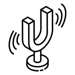 Tuning fork in trendy glyph isometric icon 