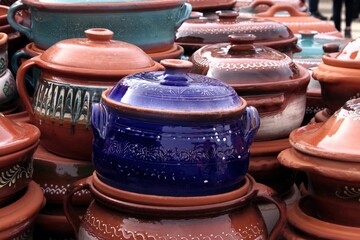 handmade clay pottery made on old traditional way