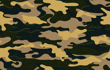 Fototapeta premium Full seamless khaki dirty military camouflage texture pattern vector. Distressed army skin design for textile fabric print and fashion.