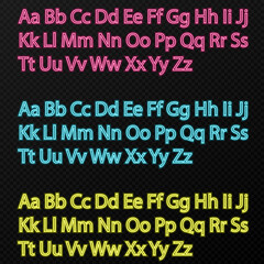 Vector set of neon alphabet of different colors. Different colors of neon light png. Neon, letters PNG. Neon letters png. Vector image.