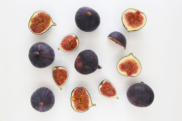 group of figs on a white background