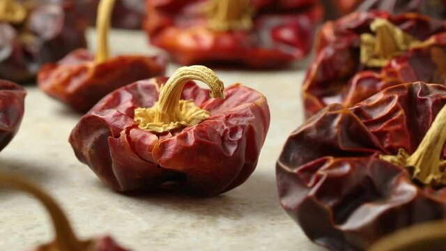 Sundried sweet Spanish whole Nora peppers close up