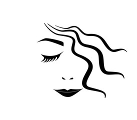 Abstract poster with minimal woman face. Beautiful smiley girl face vector