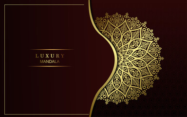 Luxury gold mandala ornate background for wedding invitation, book cover with mandala element style premium vector