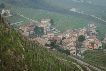 Valdobbiadene, Italy, the way of the Prosecco wine. Unesco world heritage