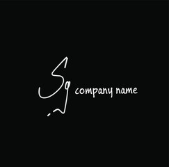 Sg Initial handwriting or handwritten logo for identity. White logo with signature and hand-drawn style on black background.