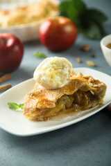 Traditional homemade apple pie with cinnamon