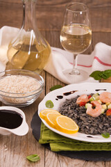 Squid ink risotto.
