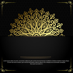 Luxury gold mandala ornate background for wedding invitation, book cover with mandala element style premium vector
