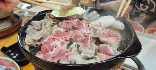 chops and vegetables