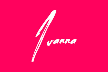 Ivanna-Female Name Calligraphy White Color Text On Dork Pink Background