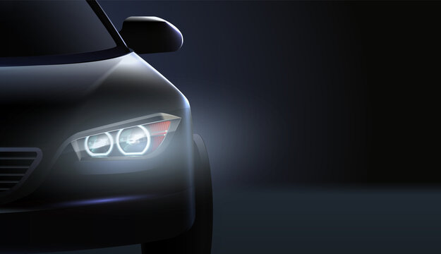 Car Headlights Ad Composition