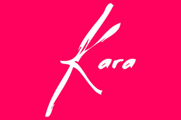 Kara-Female Name Beautiful Calligraphy White Color Text On Dork Pink Background