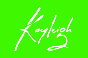 Kayleigh-Female Name Beautiful Brush Calligraphy White Color Text On Green Background