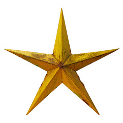 Old rusted five-pointed yellow metal star