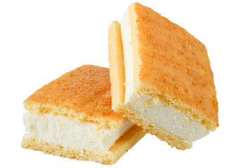 ice cream vanilla sandwich in chocolate chip cookies