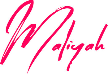 Maliyah Female Name in Dork Pink Cursive Typography Text