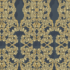 Seamless background with floral ornaments. Wallpaper in vintage Victorian style. Baroque and Rococo elements