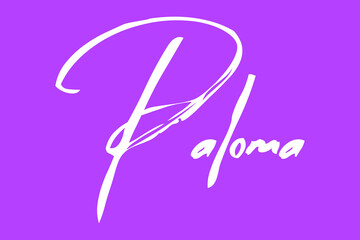 Paloma Female Name Brush Typography White Color Text On Purple Background