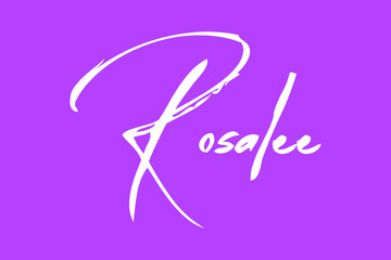 Rosalee Female Name Brush Typography White Color Text On Purple Background