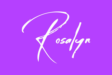 Rosaly Female Name Brush Typography White Color Text On Purple Background