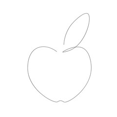 Apple fruit silhouette line drawing, vector illustration