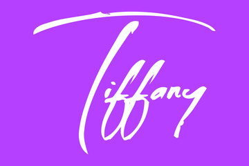 Tiffany Female Name Brush Typography White Color Text On Purple Background