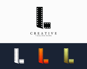 Set of colour letter L logo for strip film vector illustration