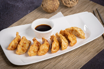 Japanese Gyoza dumplings ready to eat