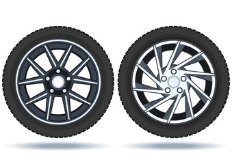 Fototapeta premium Car wheel, set. Realistic design. Vector illustration on a white background.