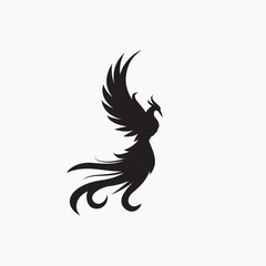 Phoenix flying fire bird vector abstract logo icon design template