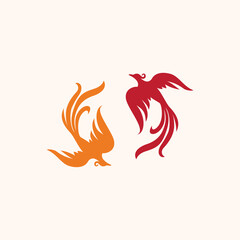 Two couple dancing phoenix vector logo design template