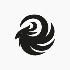 Phoenix flying fire bird vector abstract logo icon design template