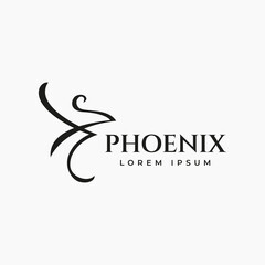 Phoenix flying fire bird vector abstract logo icon design template