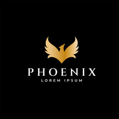 Phoenix flying fire bird vector abstract logo icon design template