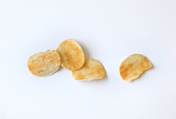 Fototapeta na wymiar potato chips isolated on white background. snack