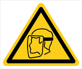 warning face shield must be worn.