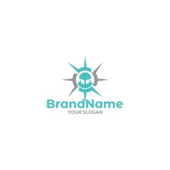 Compass Tree Logo Design Vector